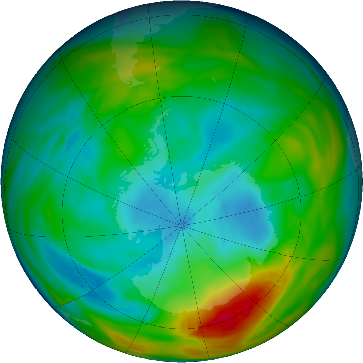 Antarctic ozone map for 18 July 2024